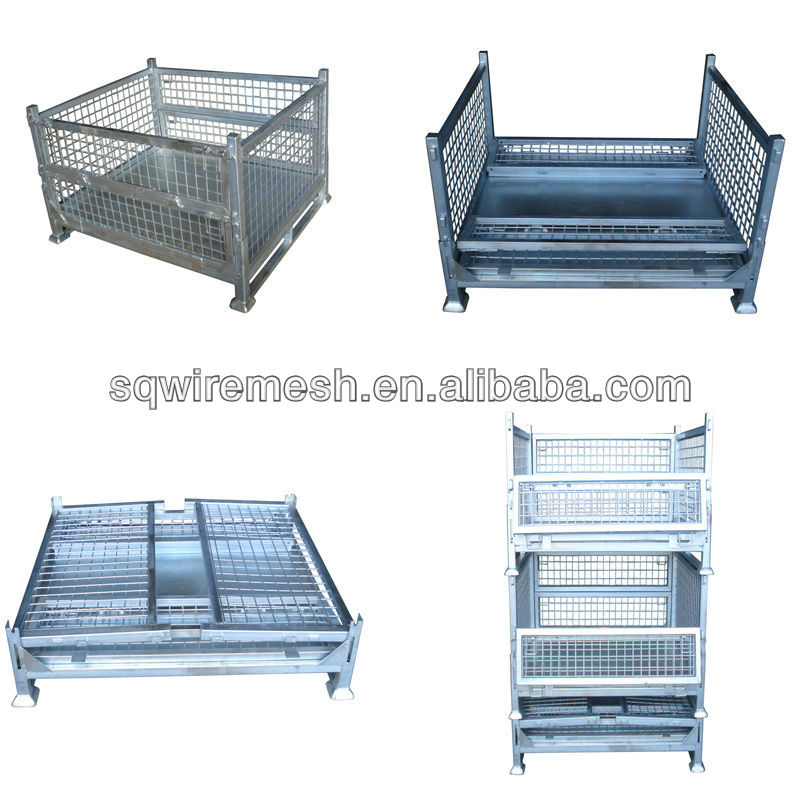 Heavy duty storage transport wire mesh container