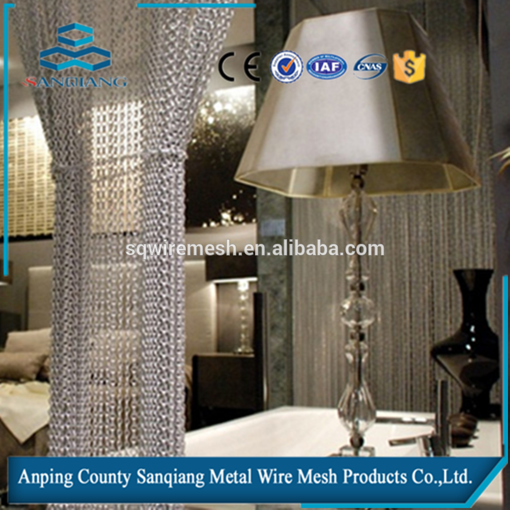 Anodized chain link Curtain / Decorative metal chain link mesh curtain